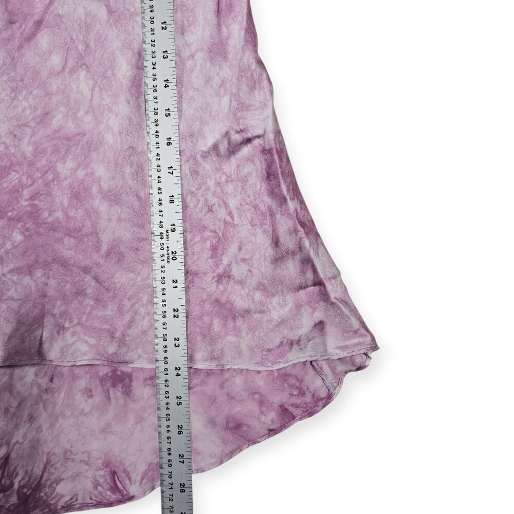 ABS by Allen Schwartz Purple Tie-Dye 100% Silk High-Low Skirt Size 27 - Picture 3 of 5